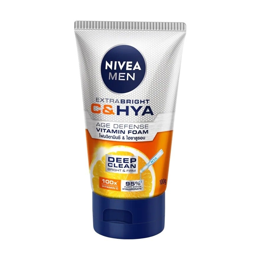 Nivea Men Extra Bright C  Hya Age Defense Vitamin Foam 100 G. โฟมล้างหน้า โฟมวิตามินซ