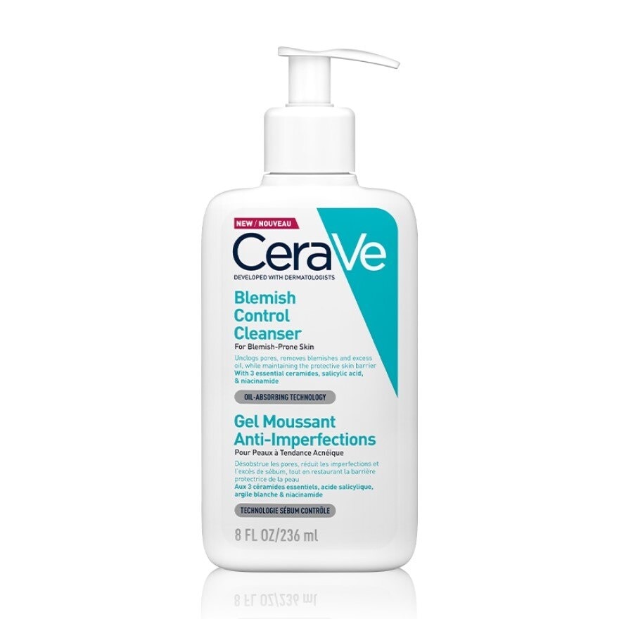 Cerave Blemish Control Cleanser 236 ml. Gel to Foam Cleanser for Blemish-Prone Skin