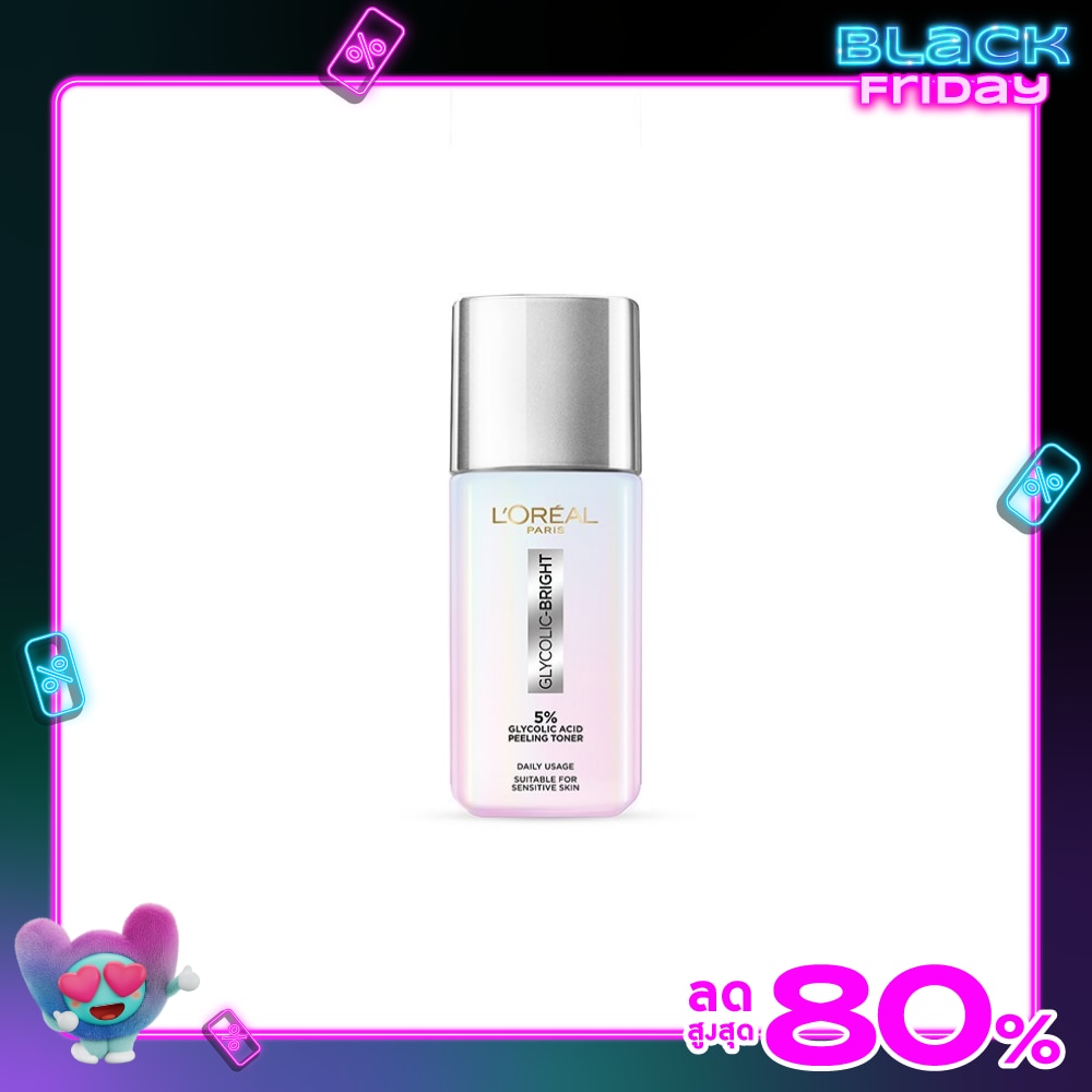 L'Oreal ลอรีอัล ปารีส ไกลโคลิค-ไบรท์ โกลว์อิ้ง พีลลิ่ง โทนเนอร์ 65 มล. โทนเนอร์ ผิวกระจ่างใส