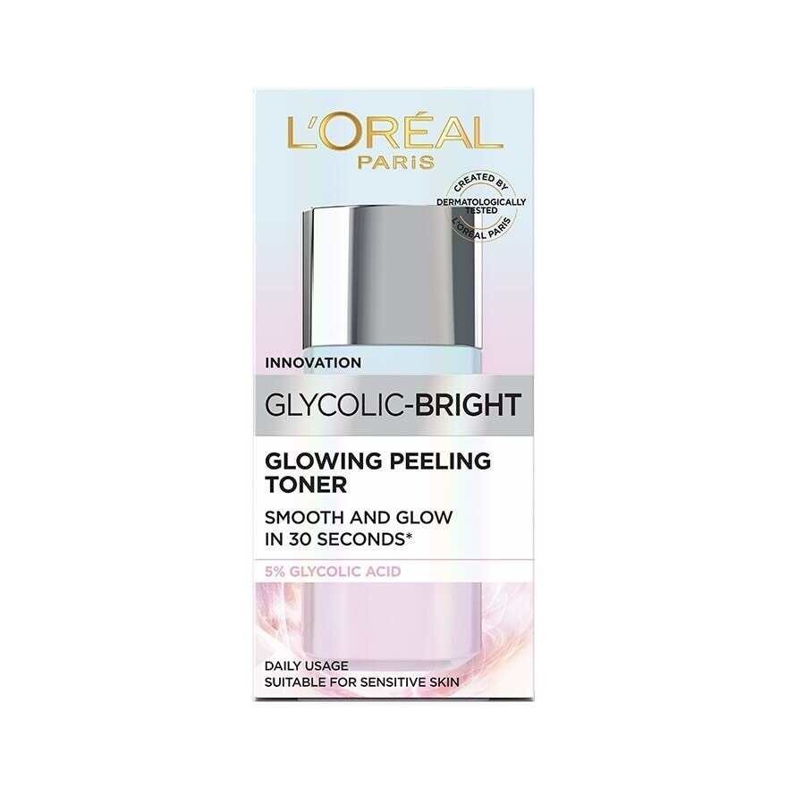 L'Oreal Paris Glycolic-Bright Glowing Peeling Toner 65 Ml. โทนเนอร์ บำรุง ผิวกระจ่างใ