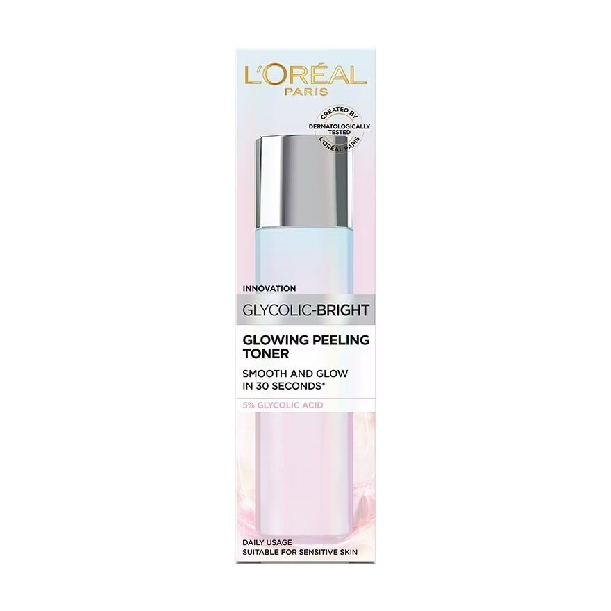 L'Oreal Paris Glycolic-Bright Glowing Peeling Toner 128 Ml. โทนเนอร์ บำรุง ผิวกระจ่าง