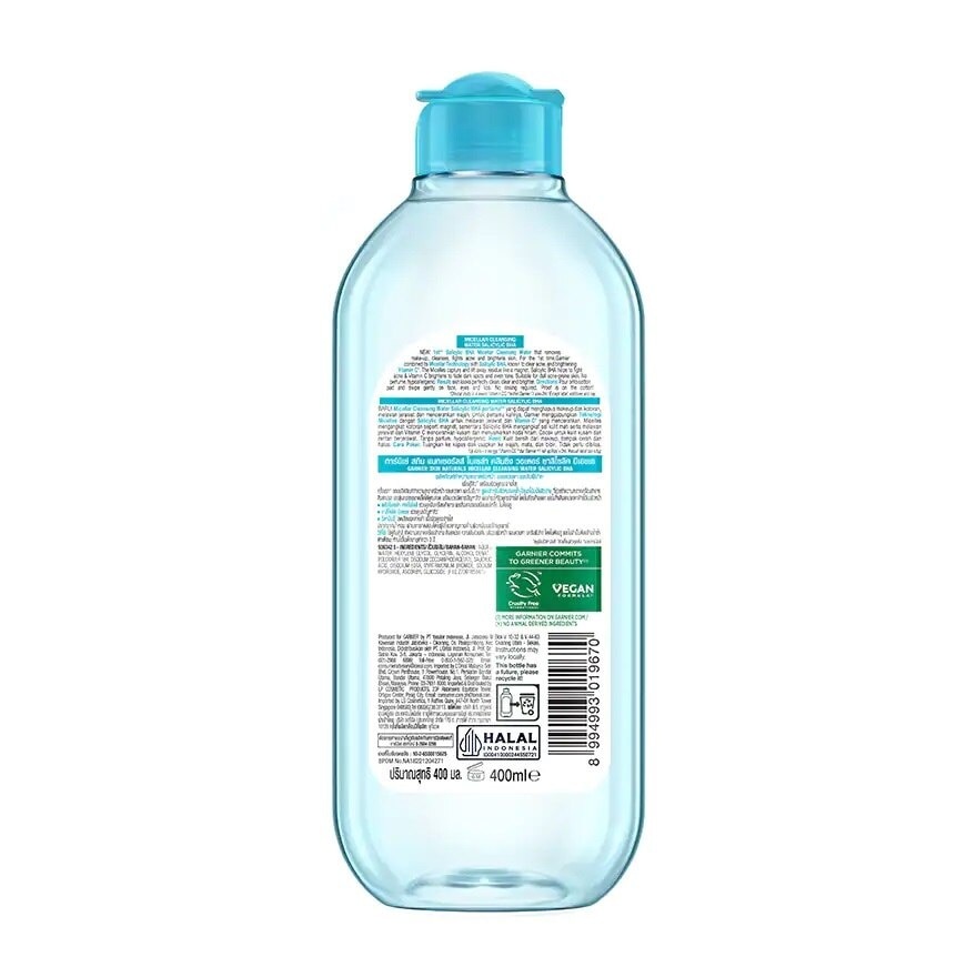 Garnier Skin Naturals Micellar Cleansing Water Salicylic BHA 400 Ml. ล้างเครื่องสำอาง