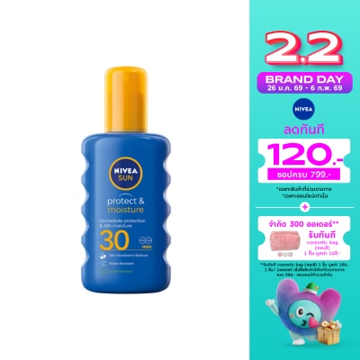 Nivea นีเวีย ซัน โพรเท็ค แอนด์ มอยซ์เจอร์ สเปรย์ เอสพีเอฟ30 200 มล. สเปรย์ ป้องกันแสงแดด