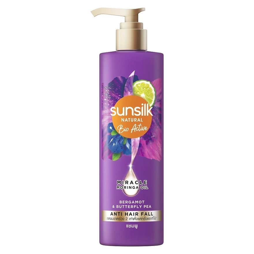 Sunsilk Natural Shampoo Bio Active  Bergamot  Butterflypea Anti Hair Fall 380 Ml. แชม