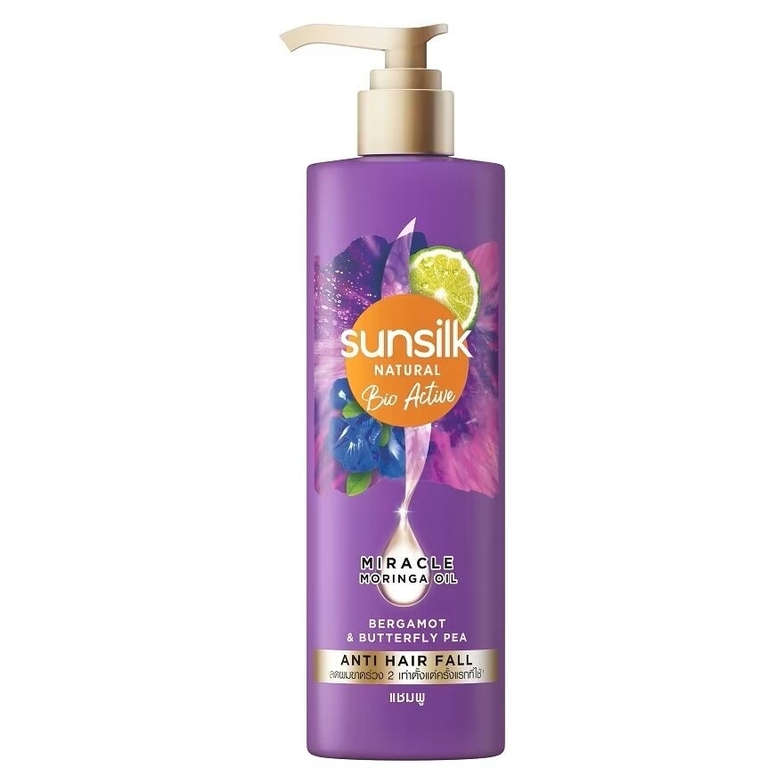 Sunsilk Natural Shampoo Bio Active  Bergamot  Butterflypea Anti Hair Fall 380 Ml. แชม