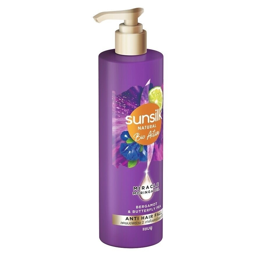 Sunsilk Natural Shampoo Bio Active  Bergamot  Butterflypea Anti Hair Fall 380 Ml. แชม