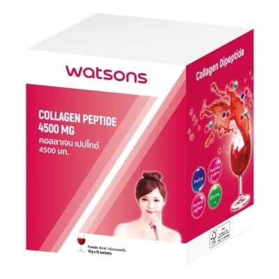 WATSONS คอลลาเจน เปปไทด์ 4500 มก. (ผลิตภัณฑ์เสริมอาหาร) 15 ซอง