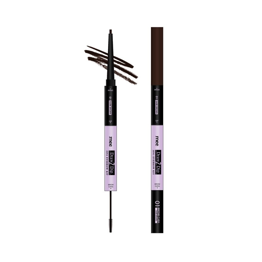 Mee Draw 2 Dip 3In1 Eyebrow Kit 0.12g. 01 Dark Brown