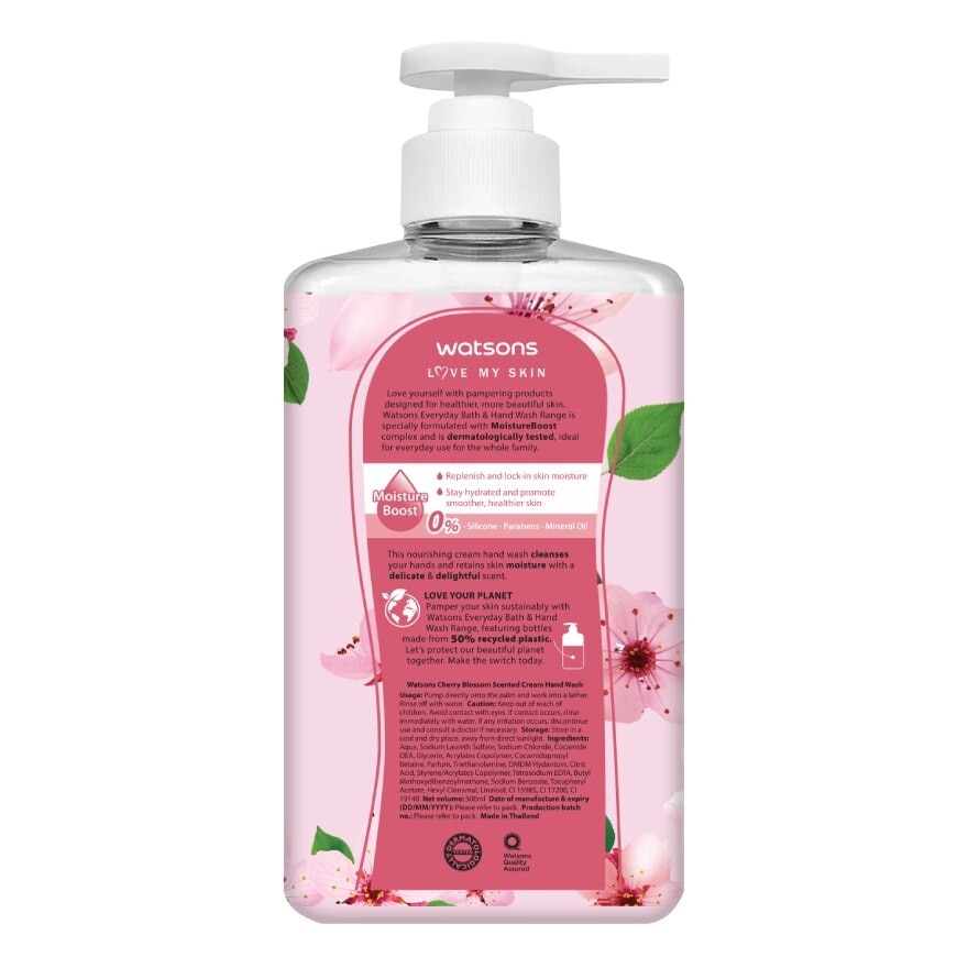 Watsons Love My Skin Cherry Blossom Scented Cream Hand Wash 500ml.