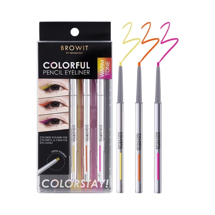 Browit Colorful Pencil Eyeliner 0.1g. x 3pcs. 02 Warm Tone