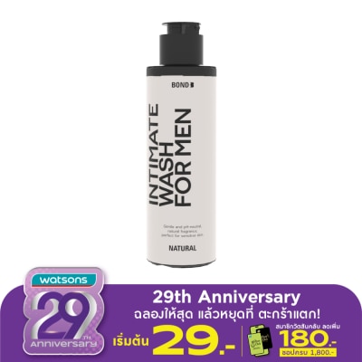 Bond Bond Men's Intimate Wash Natural 130 Ml.ผลิตภัณฑ์ทำความสะอาดจุดซ่อนเร้นสำหรับผู้ชาย