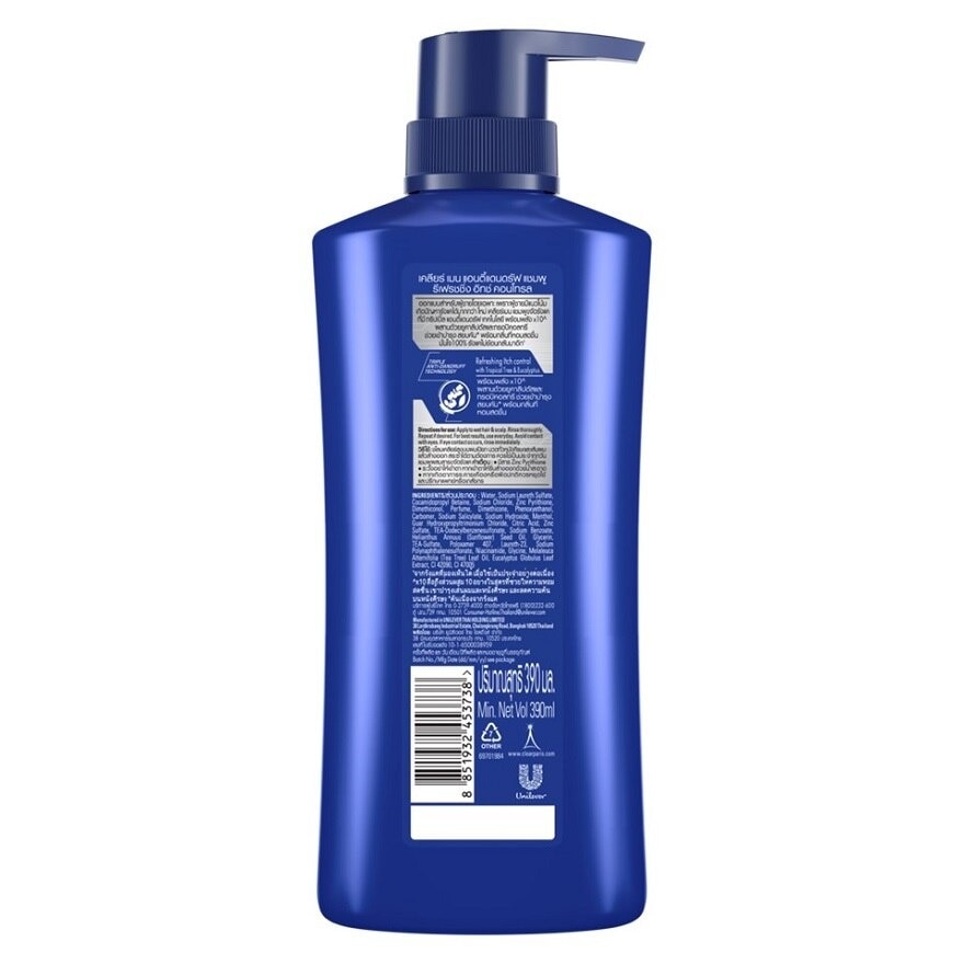 Clear Men Shampoo Anti Dandruff Refreshing Itch Control 390 Ml.