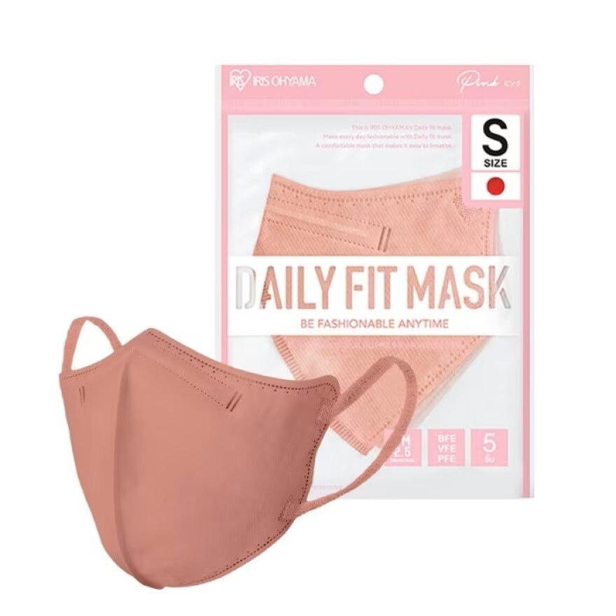 Iris Ohyama Face Mask Daily Fit Size S (Pink) 5 pcs