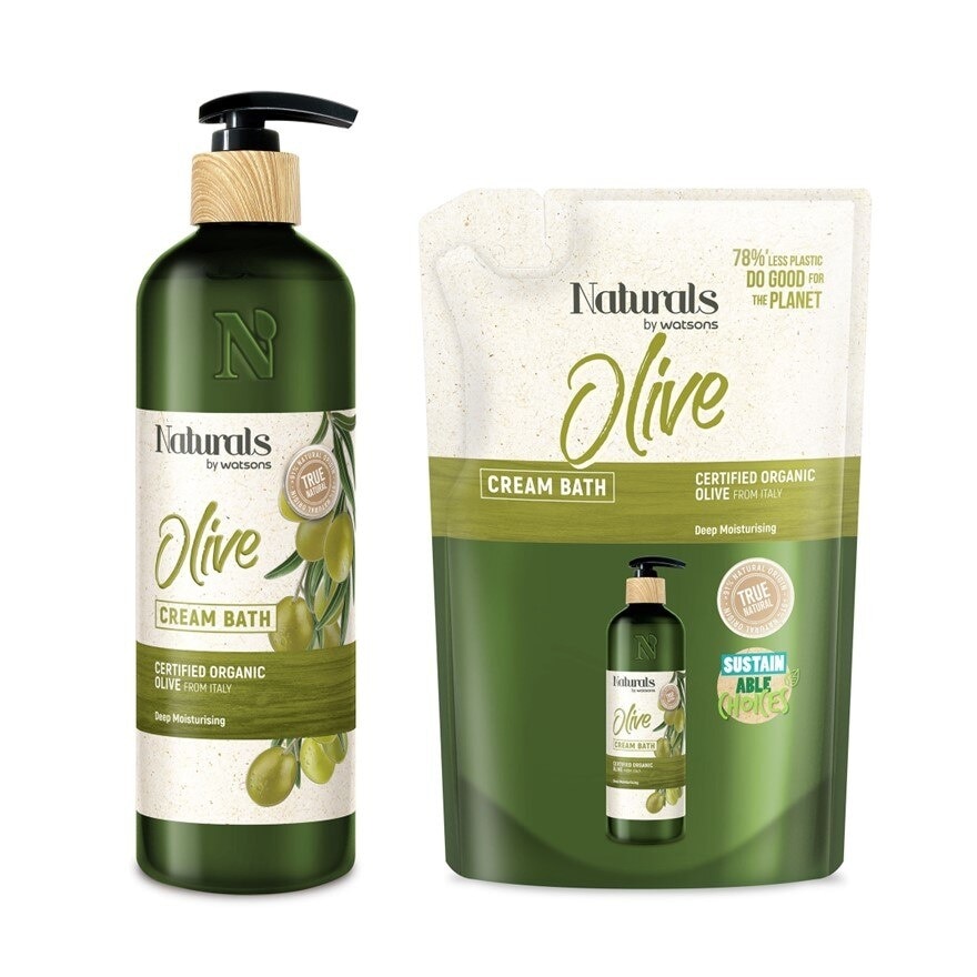 Naturals By Watsons True Natural Olive Cream Bath 490ml+450ml(Refill)