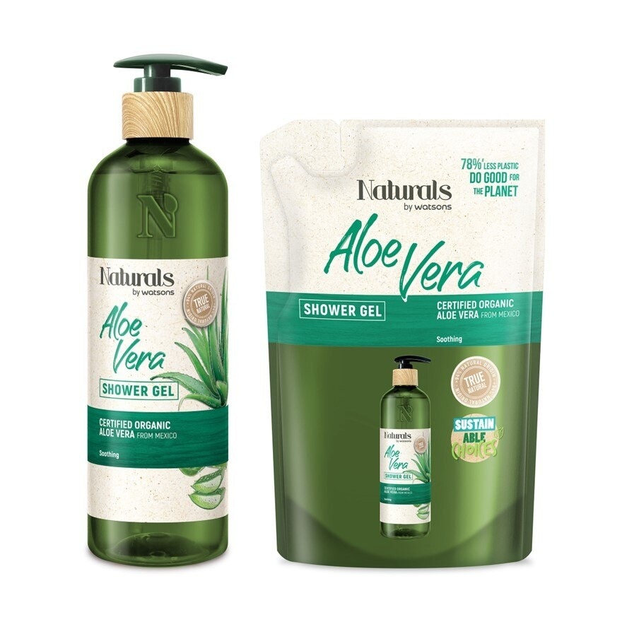 Naturals By Watsons True Natural Aloe Vera Shower Gel 490ml+450ml(Refill)