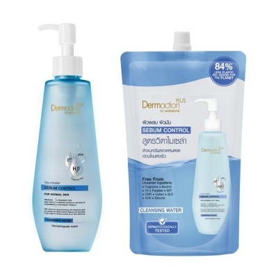 Dermaction Plus by Watsons Dermaction Plus By Watsons Vita-Micellar Sebum Control Cleansing Water 250ml+500ml(Refill)