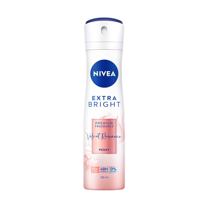 Nivea Extra Bright Premium Fragrance Velvet Romance Peony Spray 150 Ml.