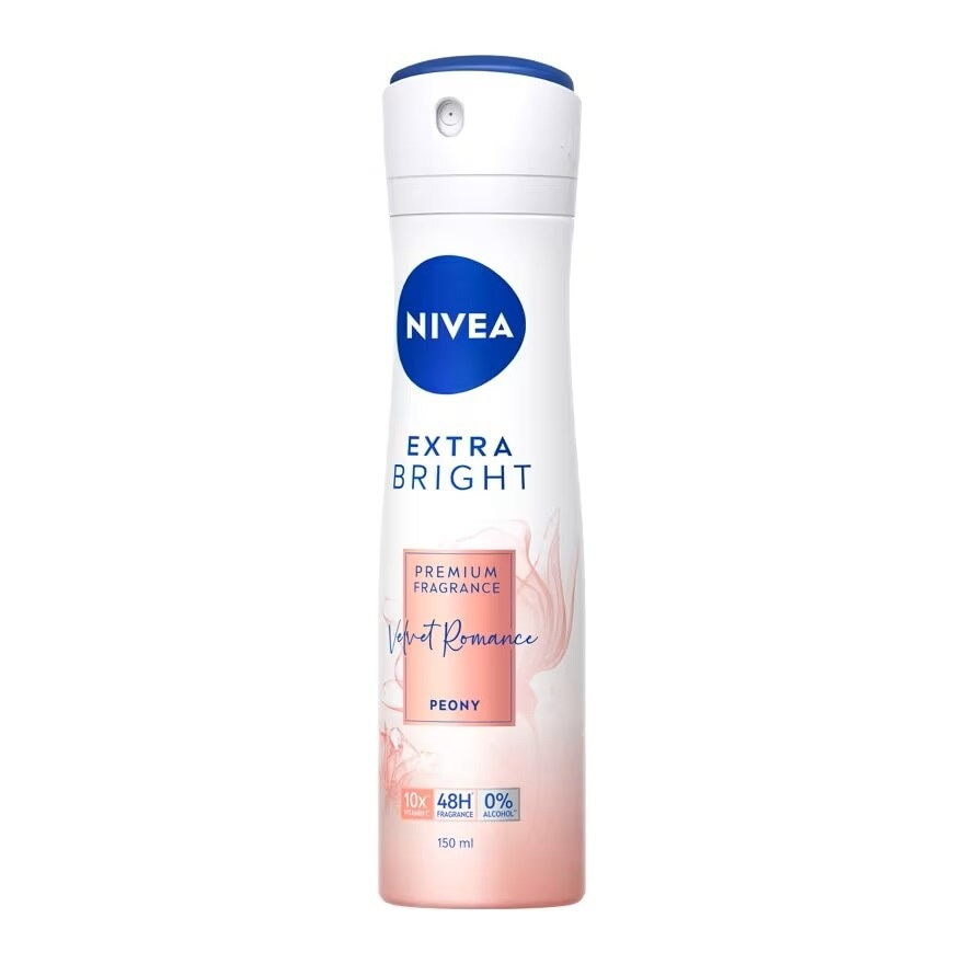 Nivea Extra Bright Premium Fragrance Velvet Romance Peony Spray 150 Ml.