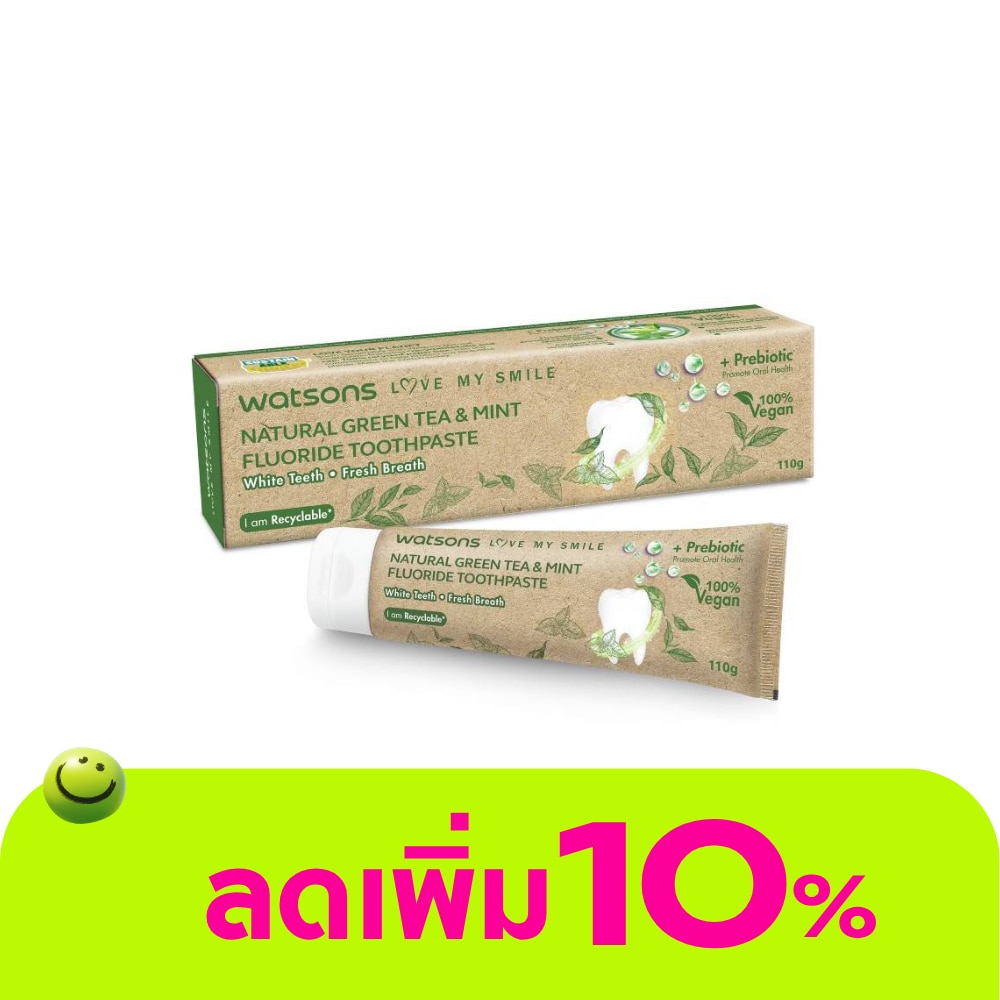 Watsons Natural Green Tea Mint Fluoride Toothpaste 110g.