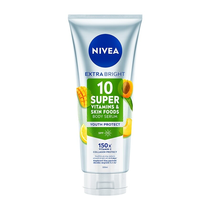 NIVEA Extra Bright 10 Super Vitamins  Skin Foods Body Serum Youth Protect 320 Ml.