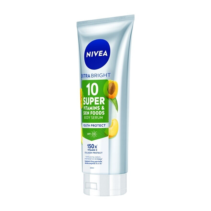 NIVEA Extra Bright 10 Super Vitamins  Skin Foods Body Serum Youth Protect 320 Ml.