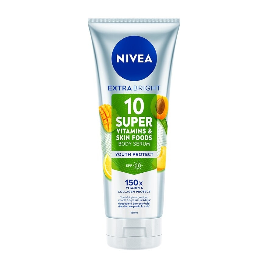 NIVEA Extra Bright 10 Super Vitamins  Skin Foods Body Serum Youth Protect 180 Ml.