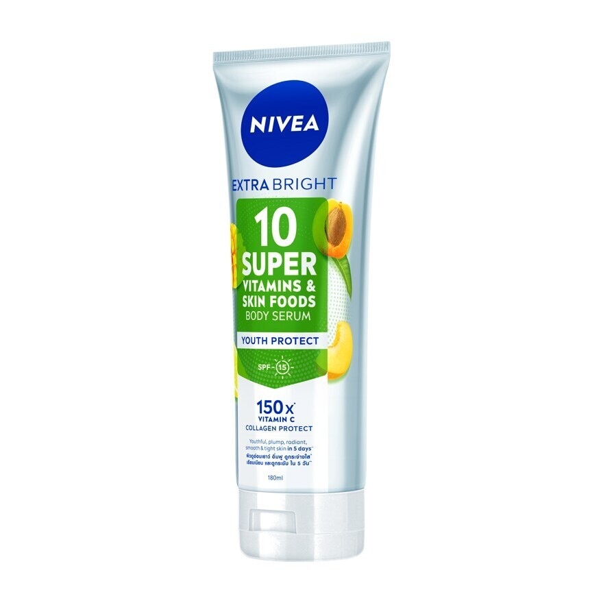 NIVEA Extra Bright 10 Super Vitamins  Skin Foods Body Serum Youth Protect 180 Ml.