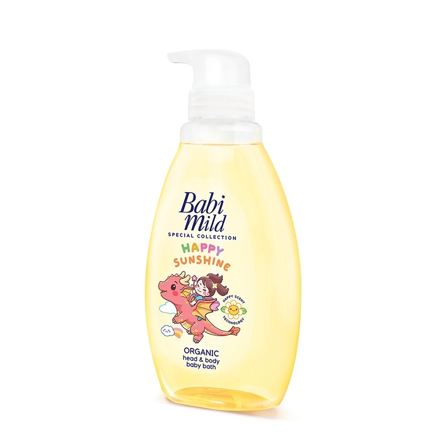 Babi Mild Happy Sunshine Organic Head  Body Baby Bath 380 Ml. สบู่เหลวเด็ก