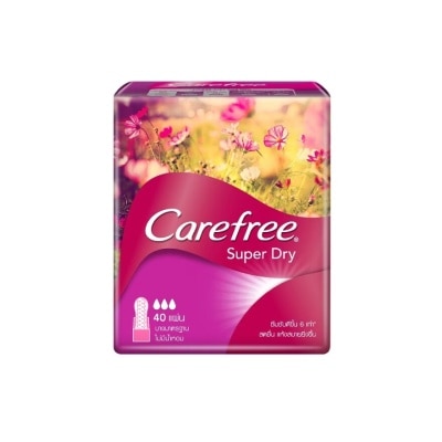 Carefree แคร์ฟรี ซุปเปอร์ ดราย แผ่นอนามัย ไม่มีน้ำหอม 40 แผ่น แผ่นอนามัย