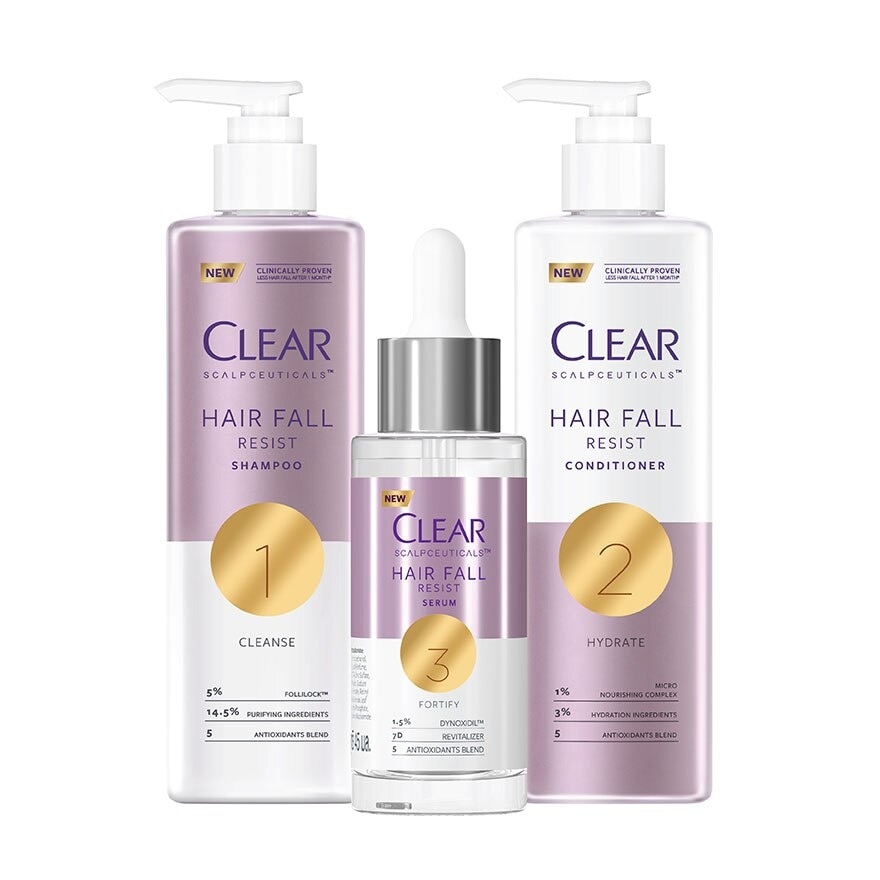 Clear Scalpceuticals Hair Fall Resis Shampoo 300 Ml.+ Conditioner 300 Ml.+ Serum 45 M image