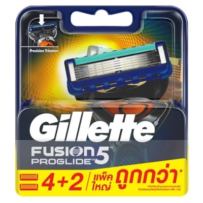 Gillette ยิลเลตต์ ฟิวชั่น โปรไกลด์ ใบมีดโกน แพ็ค 4+2 ชิ้น ใบมีด ใบมีดโกนหนวด กำจัดขน