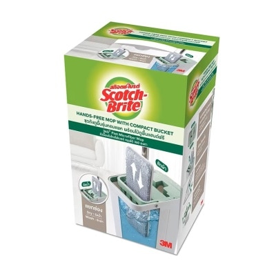 Scotch-Brite - สก๊อตช์-ไบรต์ ชุดถังถูพื้น รุ่นคอมแพค (ถัง + ไม้ถูพื้นแฮนด์ฟรี)