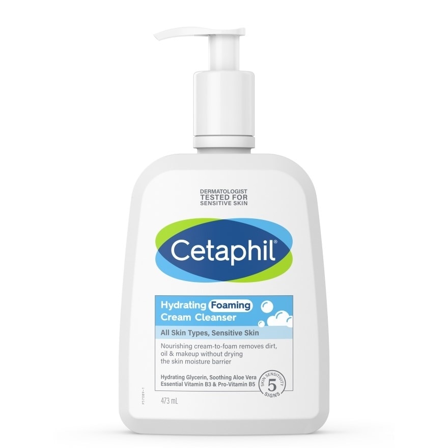 Cetaphil Hydrating Foaming Cream Cleanser 473 ml. cream-to-foam cleanser