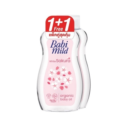 Babimild Babi Mild Baby Oil White Sakura Organic 200 Ml. Twin Pack ออยล์บำรุงผิว