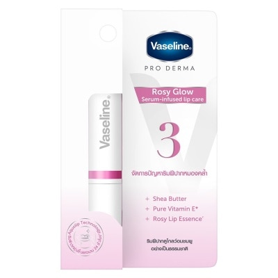 Vaseline วาสลีน โปร เดอร์มา ลิปแคร์ โรซี่ โกลว์ เซรั่ม อินฟิวส์ 1.8 กรัม บำรุงริมฝีปาก