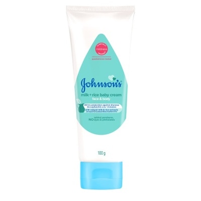 Johnson Johnson's Baby Cream Face  Body Milk + Rice 100 G. ครีมบำรุงผิวหน้า ผิวกาย เด็ก