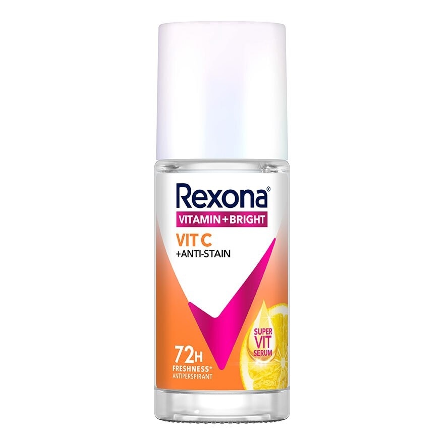 Rexona Roll On Vitamin + Bright Vit C + Anti-Stain Antiperspirant 45 Ml. โรลออน ลดเหง