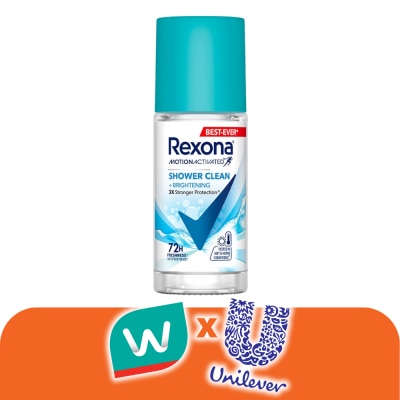Rexona - เรโซนา โรลออน ชาวเวอร์ คลีน + ไบรท์เทนนิ่ง แอนติเพอสไปแรนท์ 45 มล. ลดเหงื่อระงับกลิ่น