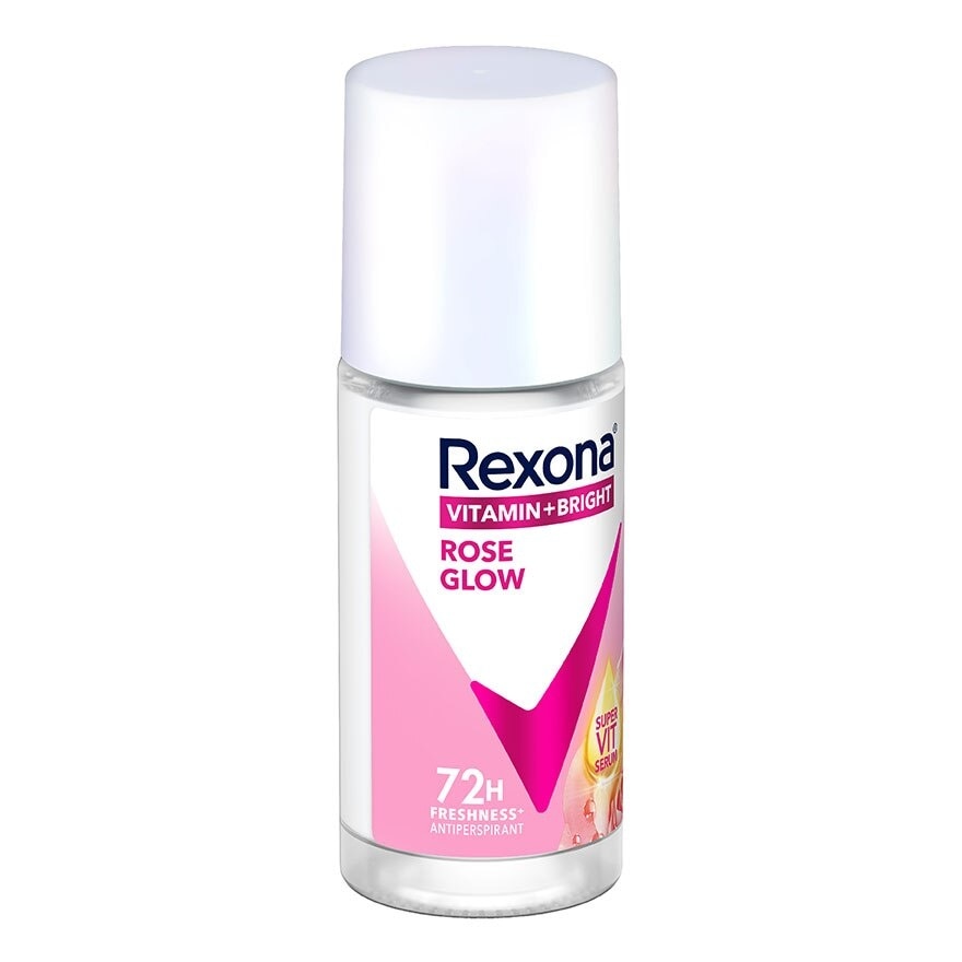 Rexona Roll On Vitamin + Bright Rose Glow Antiperspirant 45 Ml. โรลออน ลดเหงื่อ ระงับ