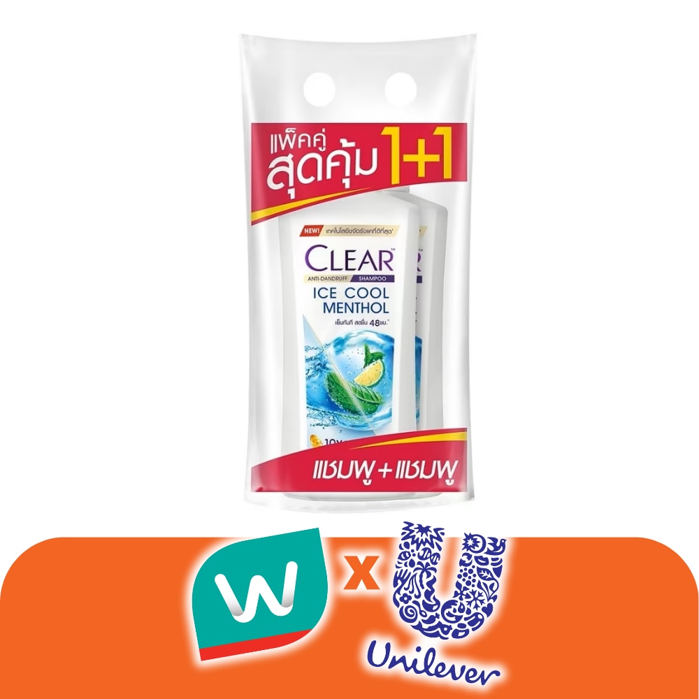 Clear Shampoo Anti-Dandruff Ice Cool Menthol 350 Ml.Twin Pack