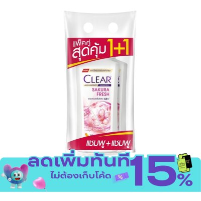 Clear Clear Shampoo Anti Dandruff Sakura Fresh 350 Ml.Twin Pack image