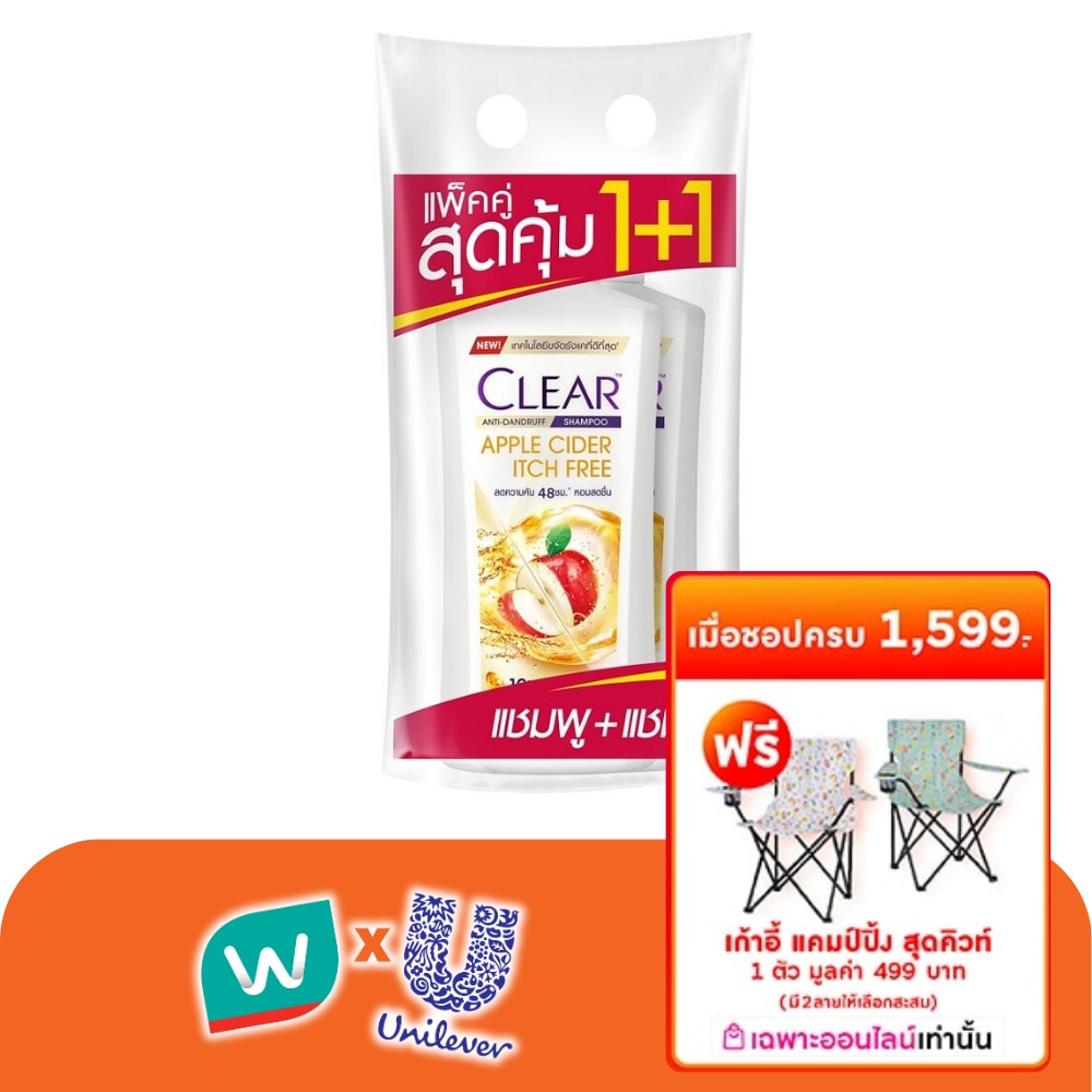 Clear Shampoo Anti-Dandruff Apple Cider Itch Free 350 Ml.Twin Pack