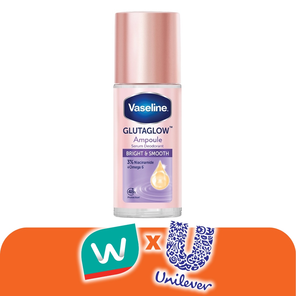 วาสลีน โรลออน เซรั่ม กลูต้าโกลว์ แอมพูล ดีโอโดแรนท์ ไบรท์ แอนด์ สมูท 45 มล.