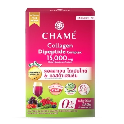 Chame Chame Collagen Dipeptide Complex 15,000 mg. Pomegranate  Strawberry Flavor 10 Sachets