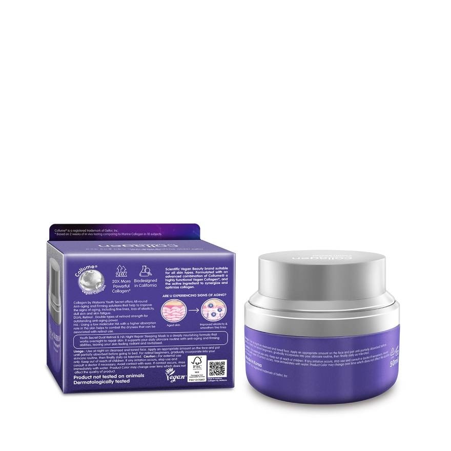 Collagen by Watsons Youth Secret Dual Retinol  HA Night Repair Sleeping Mask 50ml.