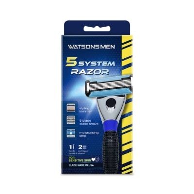 Watsons Watsons Men 5 System Razor 1 Handle  2 Cartridges.