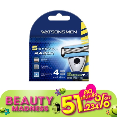 Watsons Watsons Men 5 System Razor  4 Catridges.