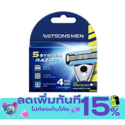 Watsons Watsons Men 5 System Razor 4 Catridges. image