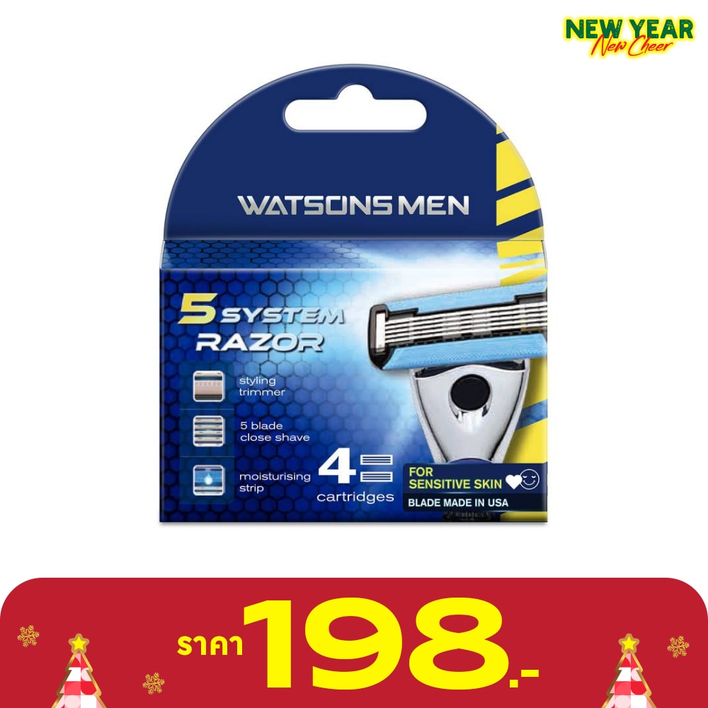 Watsons Men 5 System Razor  4 Catridges.