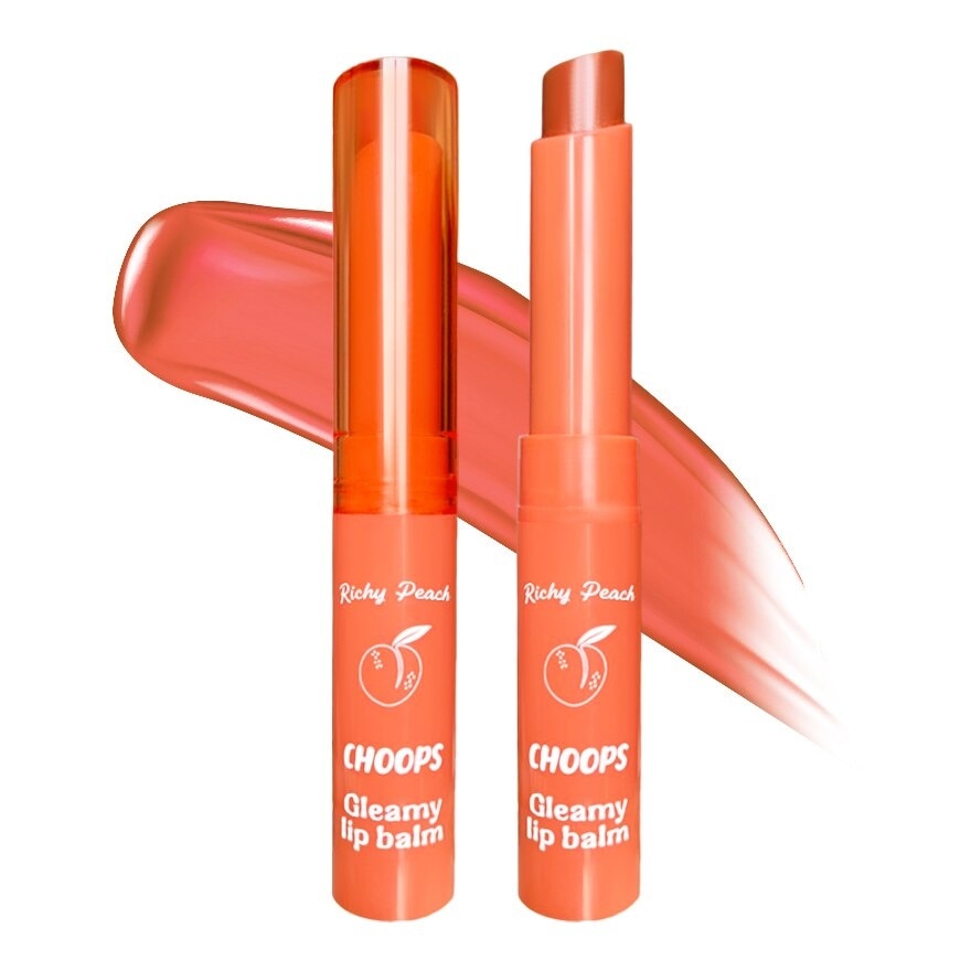 Choops Gleamy Lip Balm 1.8g. Richy Peach